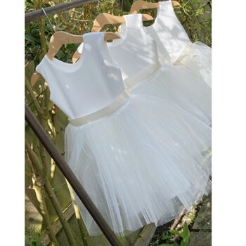 Sparkly Tulle Scoop Back Tutu Flower Girl Dress, 4 of 11