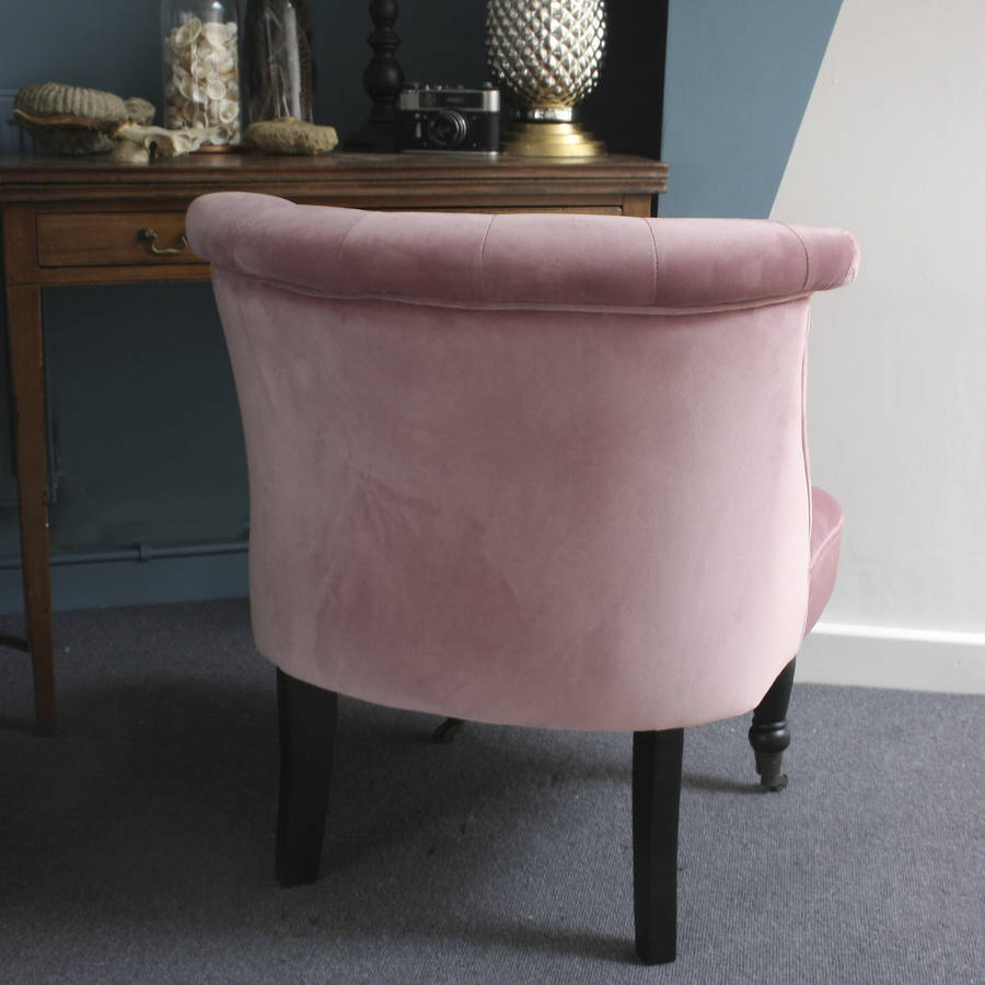 dusky pink velvet button back bedroom chair by ella james