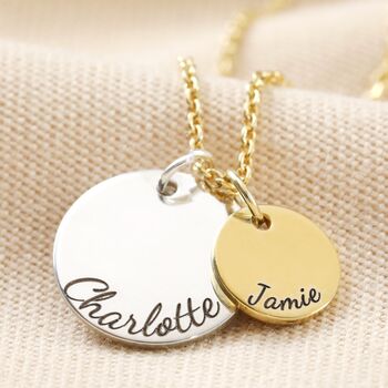 Personalised Double Disc Charm Necklace, 3 of 11