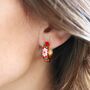 Red Cloisonné Hoop Earrings, thumbnail 1 of 9