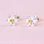 Silver And Gold Daffodil Stud Earrings, thumbnail 4 of 7