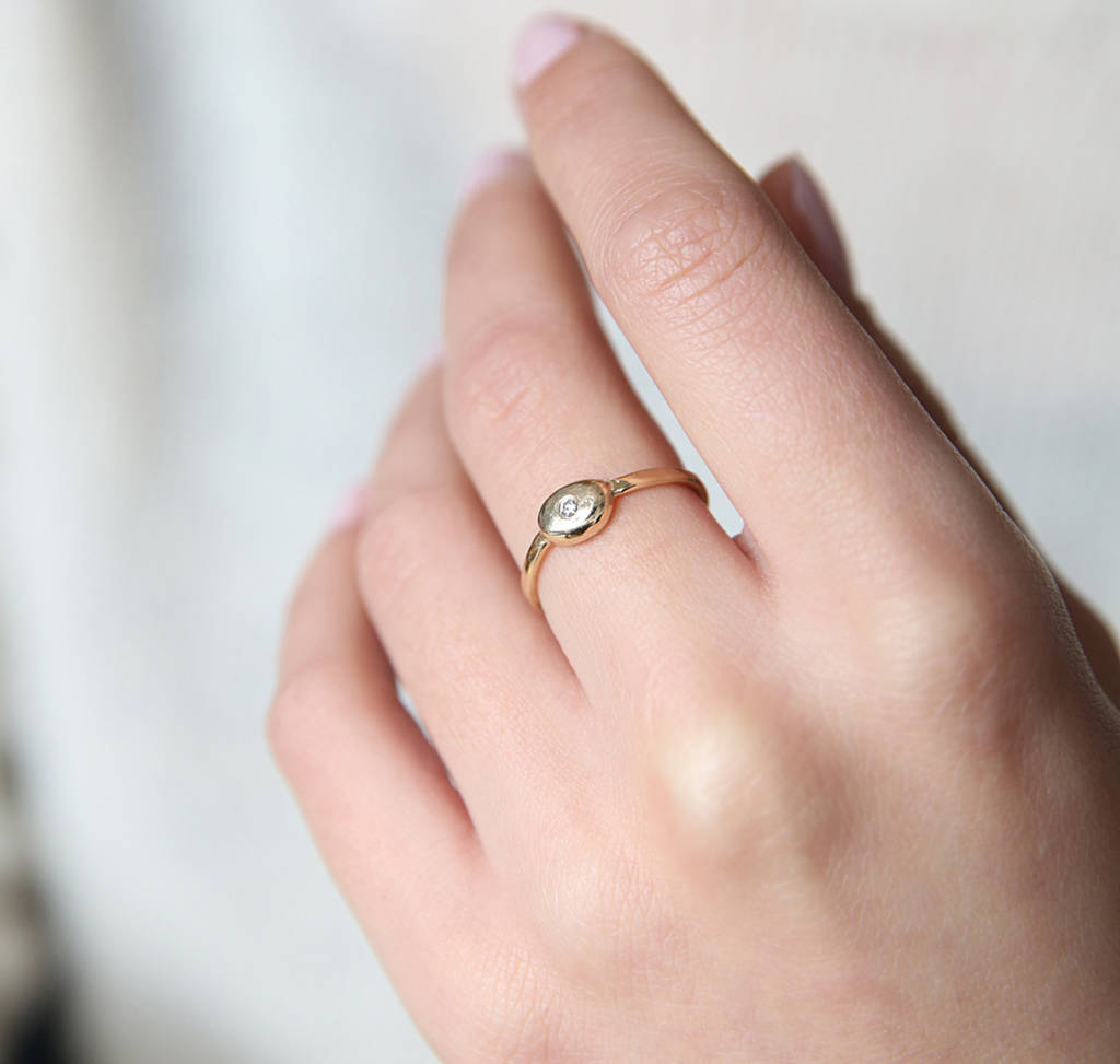 Diamond Bean Ring By Sarah Hickey | notonthehighstreet.com