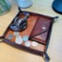 Personalised Leather Desk Valet Tray, Spanish Brown, thumbnail 1 of 12