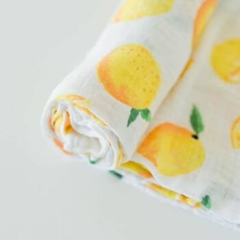 Muslin Square Baby Shower Burp Cloth Lemon Set Of Three, 5 of 5