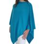 Peacock Blue 100% Cashmere Button Poncho Gift Boxed, thumbnail 2 of 10
