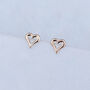 Open Heart 9ct Gold Stud Earrings, thumbnail 2 of 5
