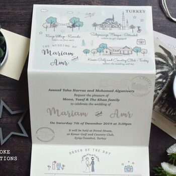 Bespoke Map Folded Wedding Invitation, 3 of 9