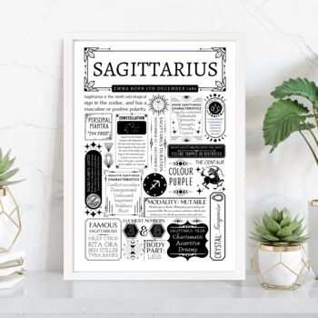 Personalised Sagittarius Horoscope Star Sign Print, 6 of 9