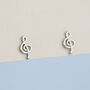 Sterling Silver Treble Clef Stud Earrings, thumbnail 1 of 6