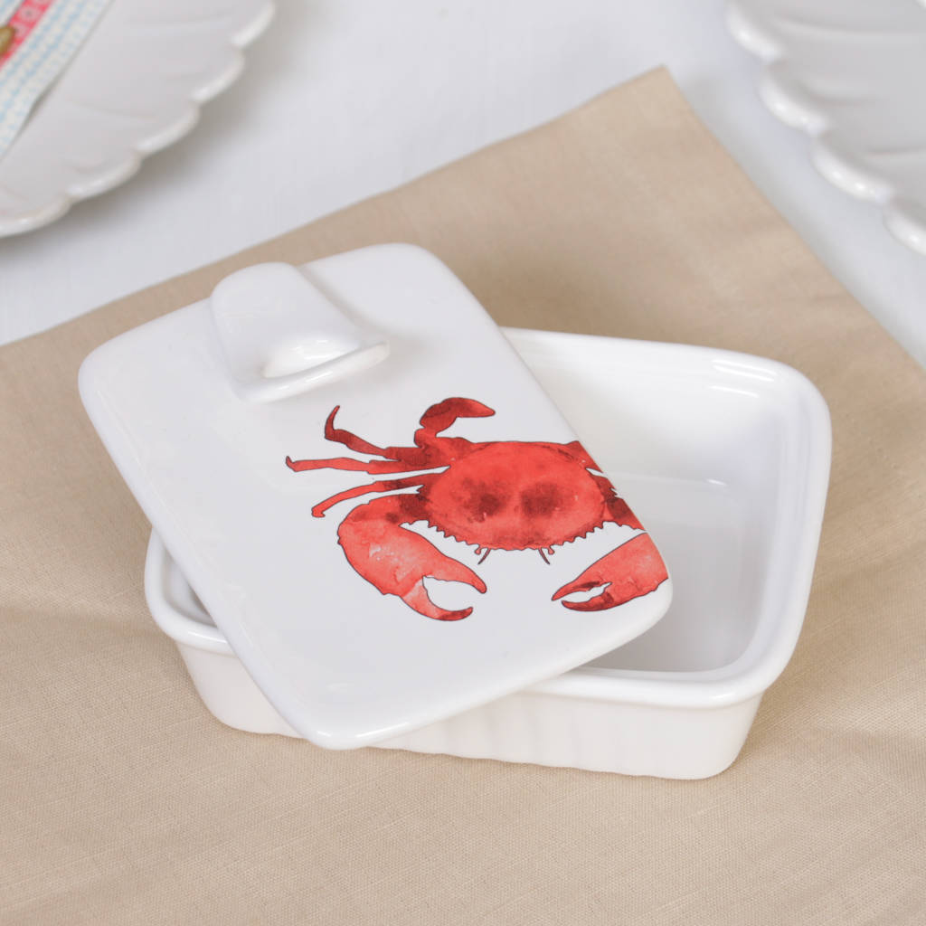 Set Of Two Ocean Delicacies Crab Oval Serving Trays By Dibor