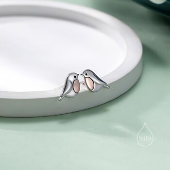 Sterling Silver Cute Robin Bird Stud Earrings, 3 of 12