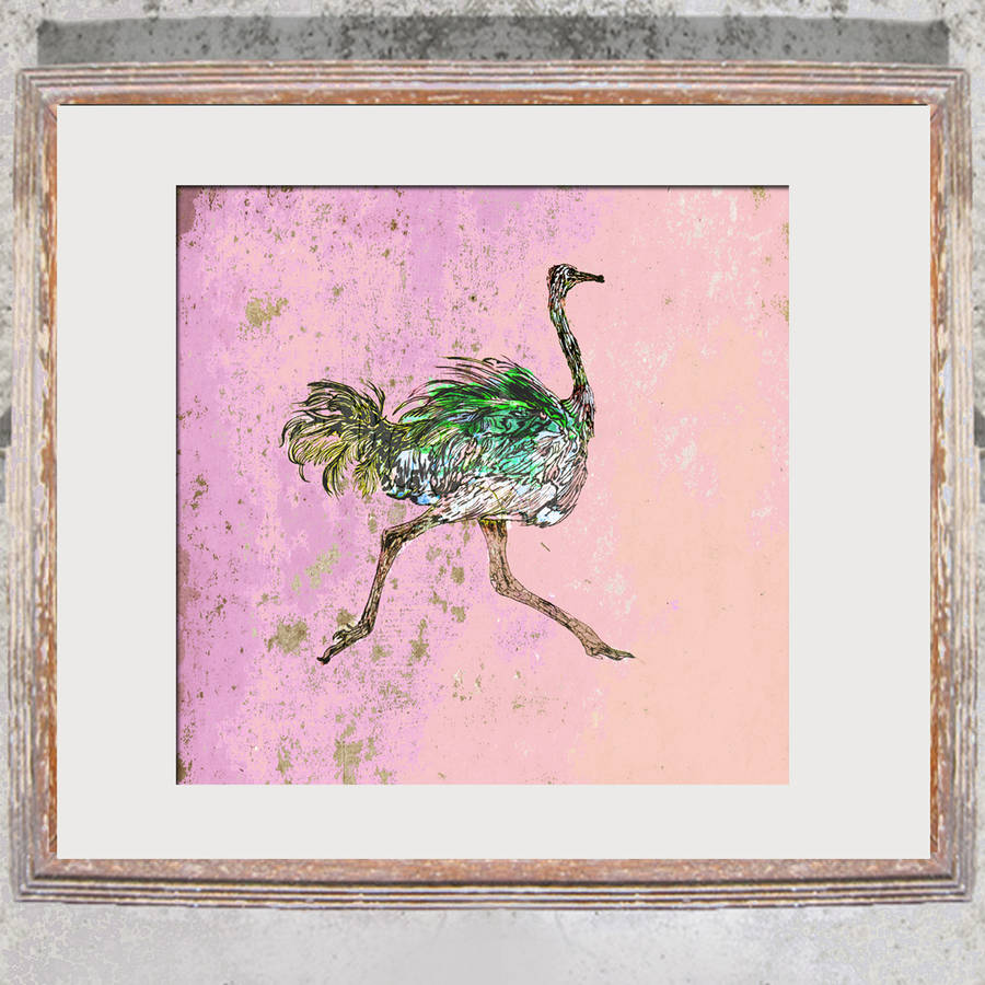 The Prancing Ostrich Limited Edition Signed Print, 1 of 2