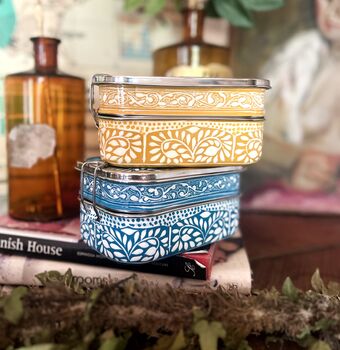 Bento Lunchbox Hand Painted Paisley, 9 of 11