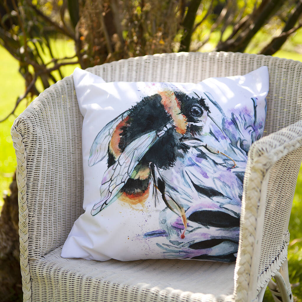 Inky Bumblebee Outdoor Cushion For Garden Furniture, 1 of 9
