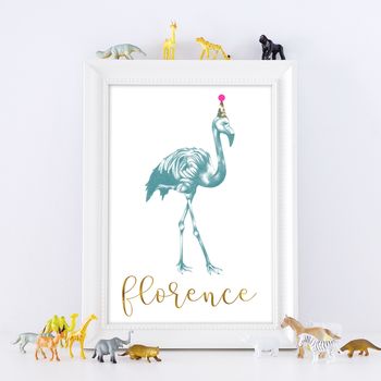 Personalised Illustrated Flamingo Print, 2 of 4