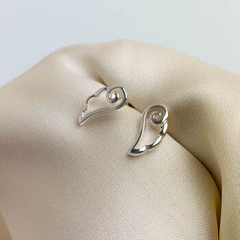 Sterling Silver Simple Angel Wing Stud Earrings, 4 of 5