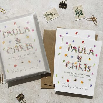 Personalised Wildflower Letters Wedding Thank You Cards, 6 of 8