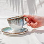 Turquoise Set Of Two Porcelain Tea Cup With Saucer, thumbnail 2 of 9