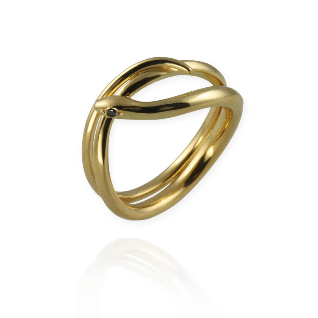 9ct Gold Coiled Snake Ring With Optional Diamonds By Jana Reinhardt
