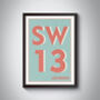 Sw13 Barnes, London Postcode Typography Print, thumbnail 6 of 10
