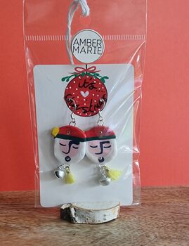 Festive Painted Father Christmas Earrings With Stand, 4 of 12