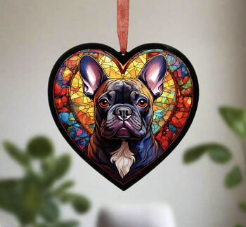 French Bulldog Stained Glass Effect Heart Suncatcher, 2 of 7