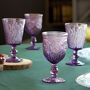 Set Of Four Purple Embossed Wine Goblets, thumbnail 3 of 6