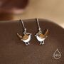 Sterling Silver Wren Bird Drop Hook Earrings Earrings, thumbnail 1 of 11
