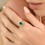 Emerald Halo Engagement Ring In Sterling Silver And Gold, thumbnail 5 of 12