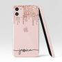 Personalised Dripping Rose Gold Glitter Clear Case, thumbnail 5 of 5