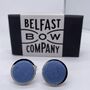 Irish Linen Cufflinks In Slate Blue, thumbnail 1 of 3