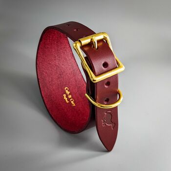 Burgundy Leather Whippet Collar And Matching Lead Set, 2 of 10