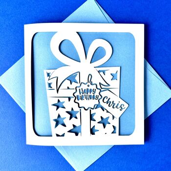 Personalised Papercut Present Birthday Card, 2 of 4