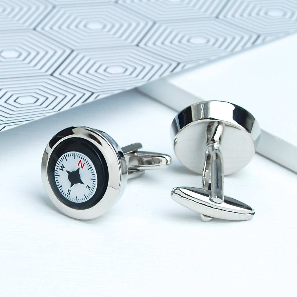 personalised compass cufflinks by penelopetom