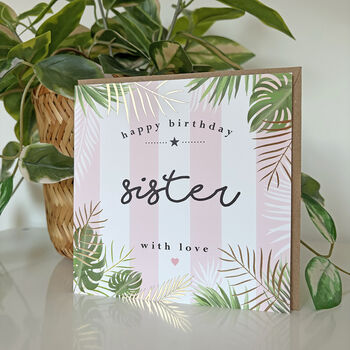 Palm Leaf Sister Birthday Card, 2 of 4