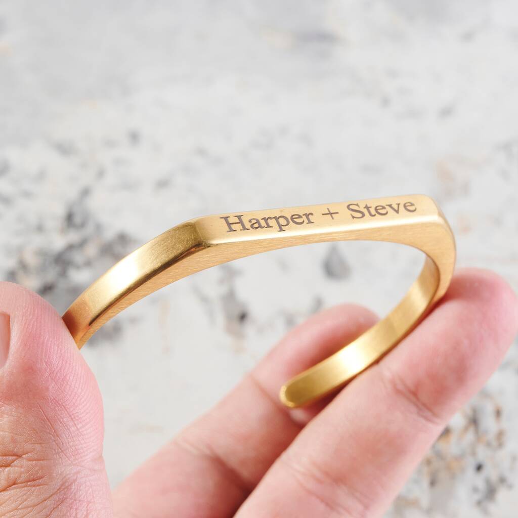 Personalised Open Cuff Bangle In Gold Or Silver For Men And Women, Open Bracelet, 1 of 10