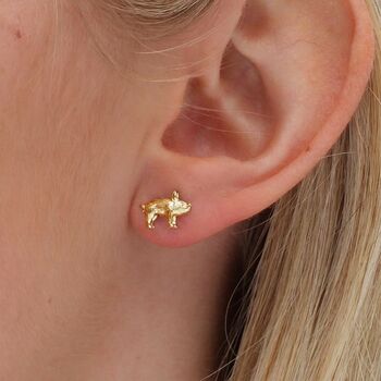 18ct Gold Plated Or Silver Piglet Stud Earrings, 2 of 6