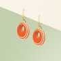 Orange And Cream Circular Earrings • Gold Plated Sterling Silver Hooks, thumbnail 5 of 9