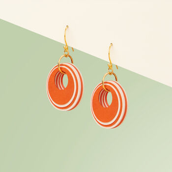 Orange And Cream Circular Earrings • Gold Plated Sterling Silver Hooks, 5 of 9