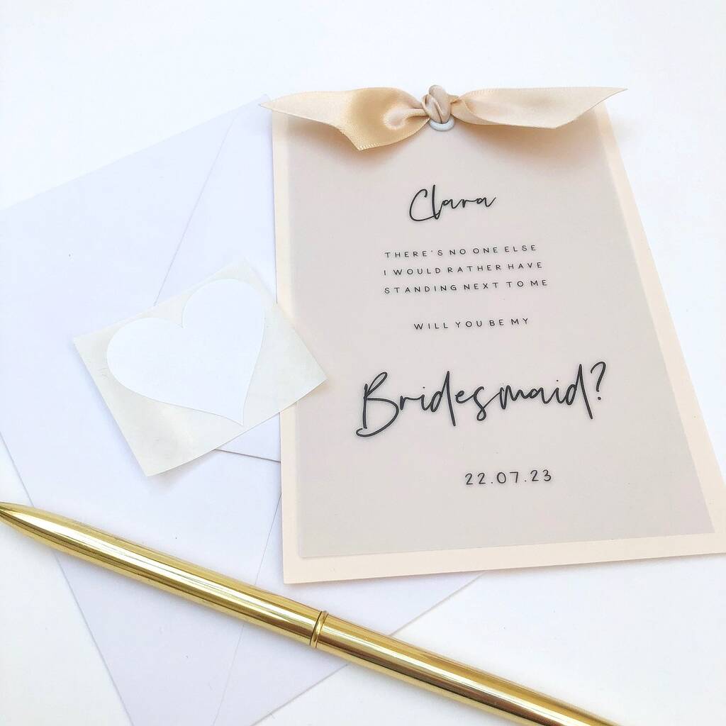 Vellum Bow Will You Be My Bridesmaid Card, 1 of 12