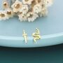 Mismatched Snake And Sword Stud Earrings In Sterling Silver, thumbnail 4 of 11