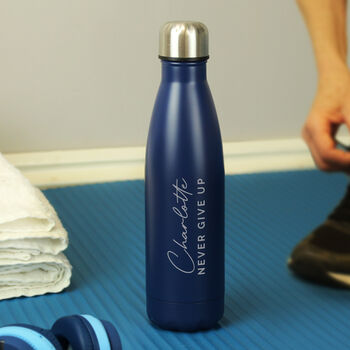 Personalised Navy Insulated Bottle For Him, 2 of 2
