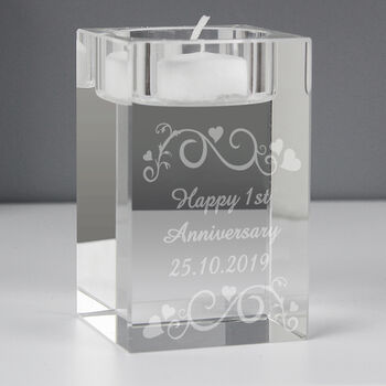 Personalised Ornate Swirl Glass Tea Light Holder, 4 of 9