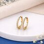 Solid 9ct Gold Diamond Huggie Hoop Earrings – 10mm, thumbnail 1 of 7