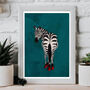 Turquoise Zebra Wearing Heels Original Art Print, thumbnail 10 of 12