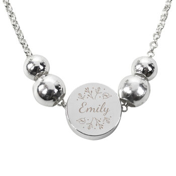 Personalised Silver Tone Wild Flowers Disc Bracelet, 5 of 5