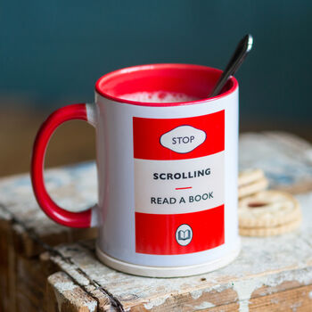 'Stop Scrolling Read A Book' Mug, 3 of 3