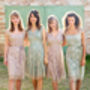 Bespoke Bridesmaid Dresses In Platinum And Powder Lace, thumbnail 2 of 10
