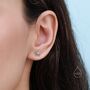 Sterling Silver Tiny Blue Opal Flower Stud Earrings, thumbnail 4 of 11