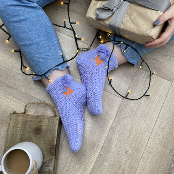 Embroidered Knitted Slipper Socks, 2 of 6